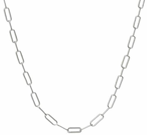 Donatello Gian Rhodium Plated 4mm Paperclip Necklace In Silver