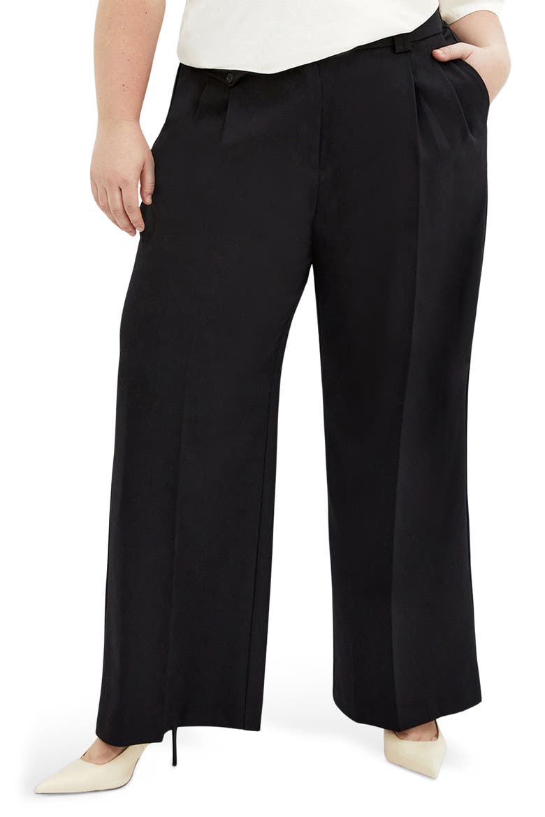 Jazmin Pleat Crepe Wide Leg Pants, Main, color, BLACK