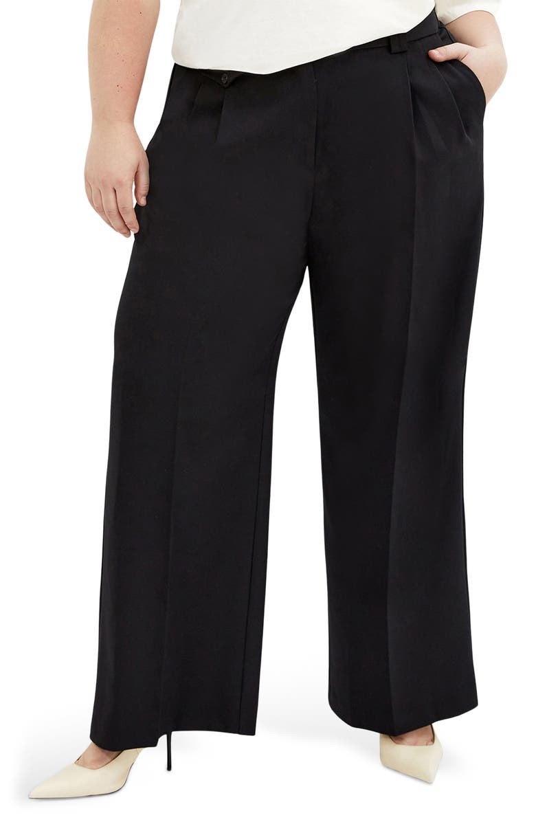 City Chic Jazmin Pleat Crepe Wide Leg Pants, Main, color, 