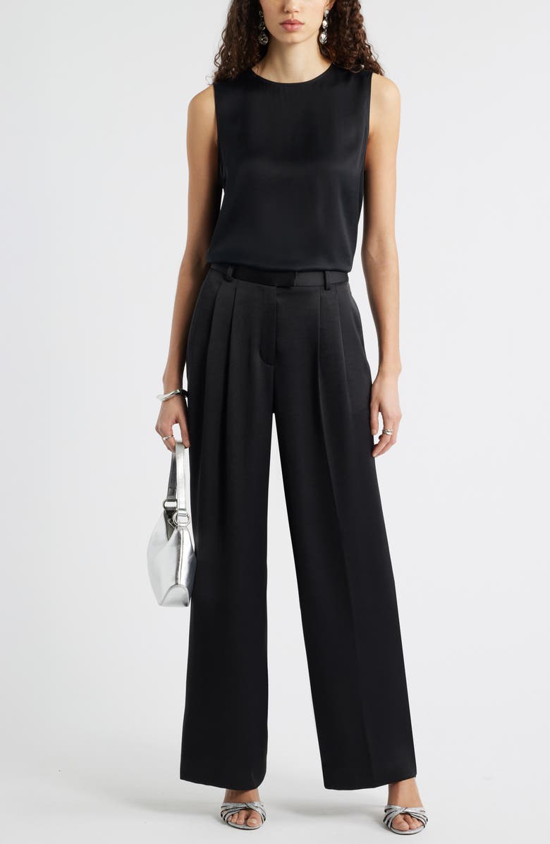 Nordstrom Satin Scoop Neck Tank, Alternate, color, Black