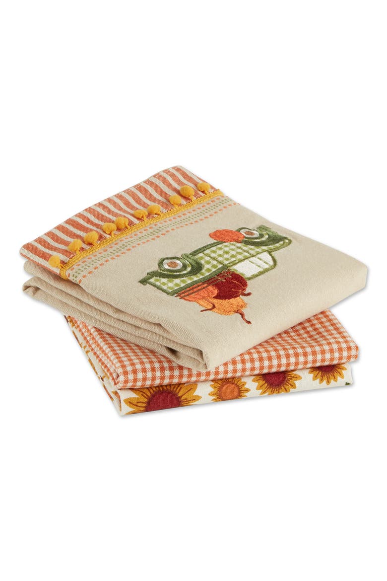Pumpkin Patch Truck Assorted Dishtowel Set/3, Alternate, color, Pumpkin Truck