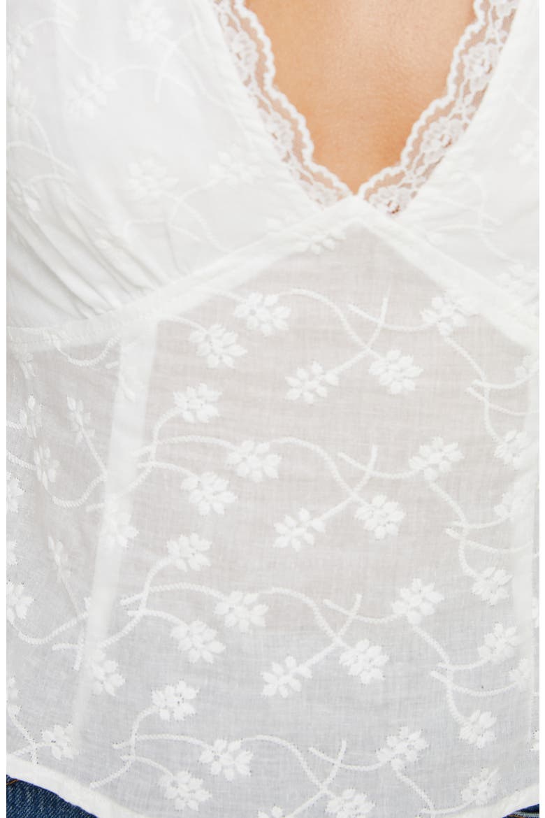 Gimmie Embroidered Open Back Cotton Top, Alternate, color, WHITE