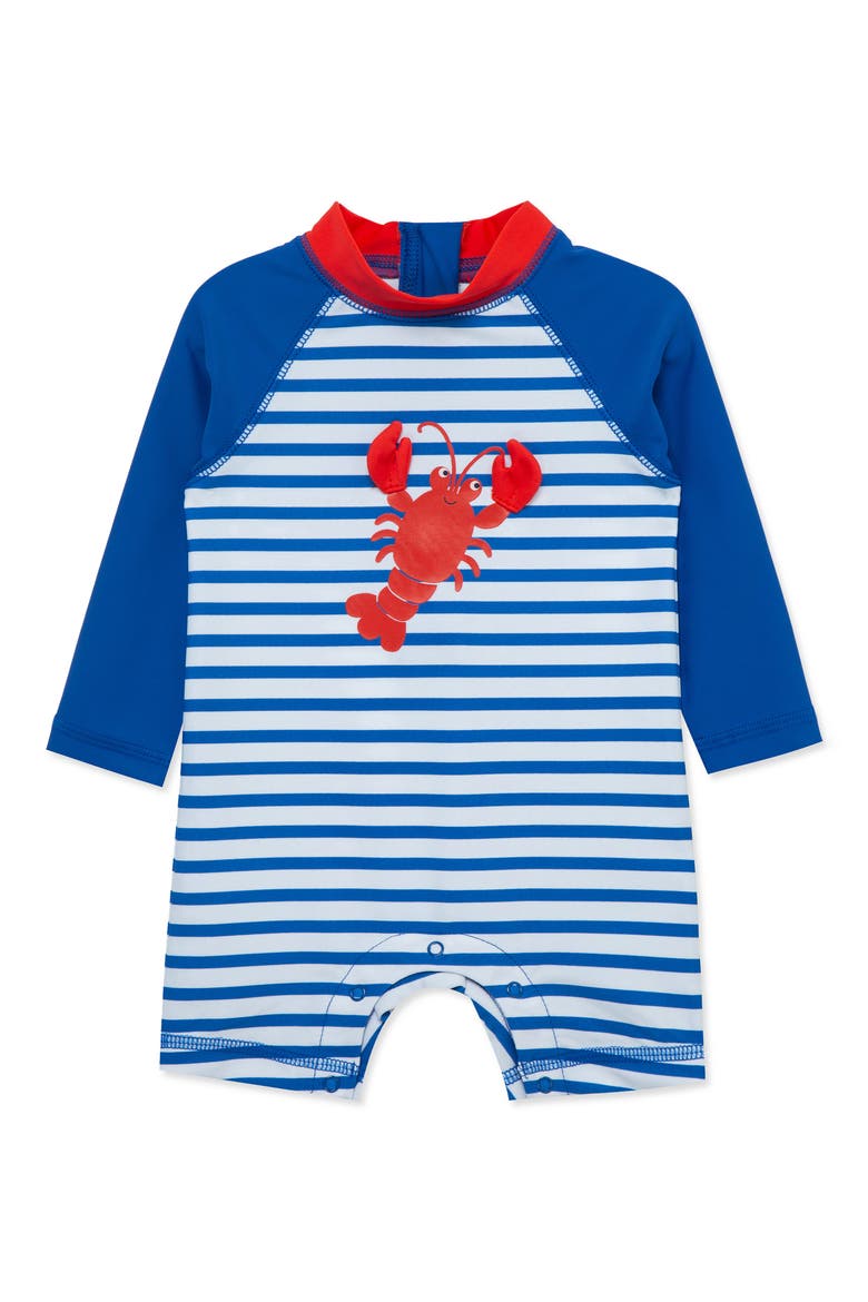Lobster Long Sleeve One-Piece Rashguard Swimsuit, Main, color, BLUE