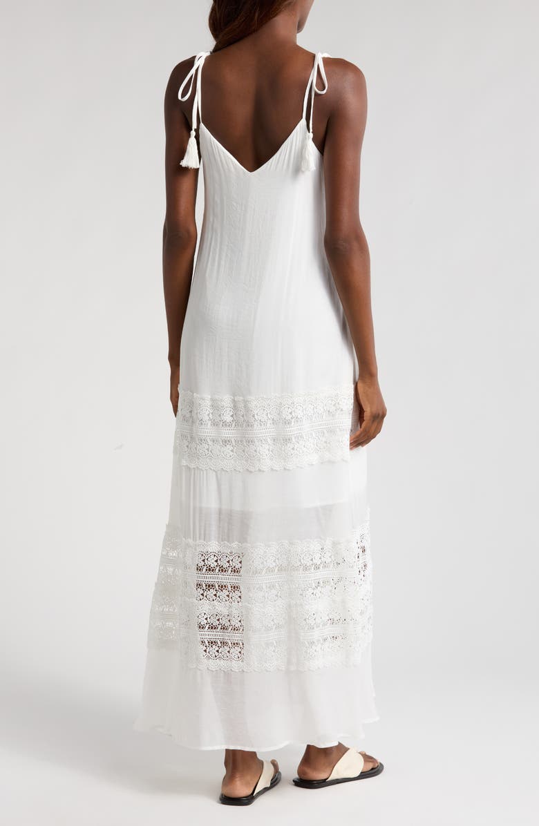 Elan Lace Tie Strap Cover-Up Maxi Dress, Alternate, color, White