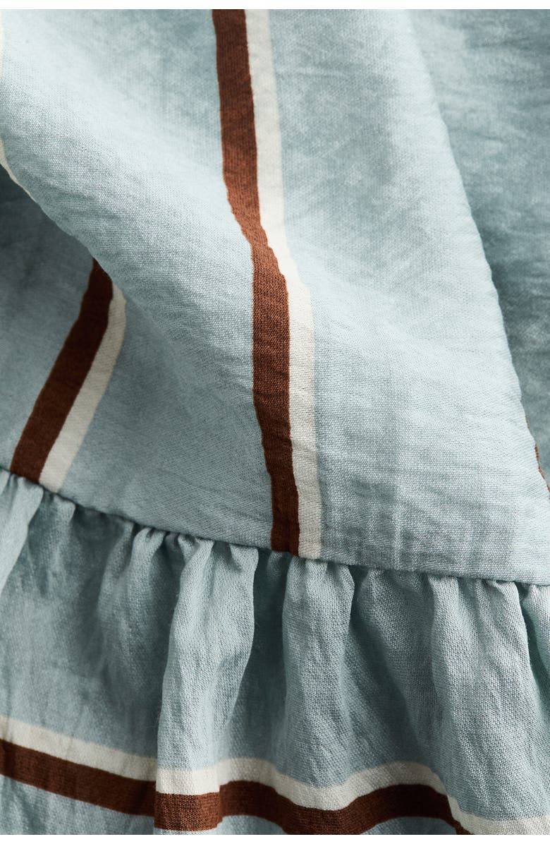 H&M Smocked-bodice dress, Alternate, color, Light Dusty Turquoise/Striped
