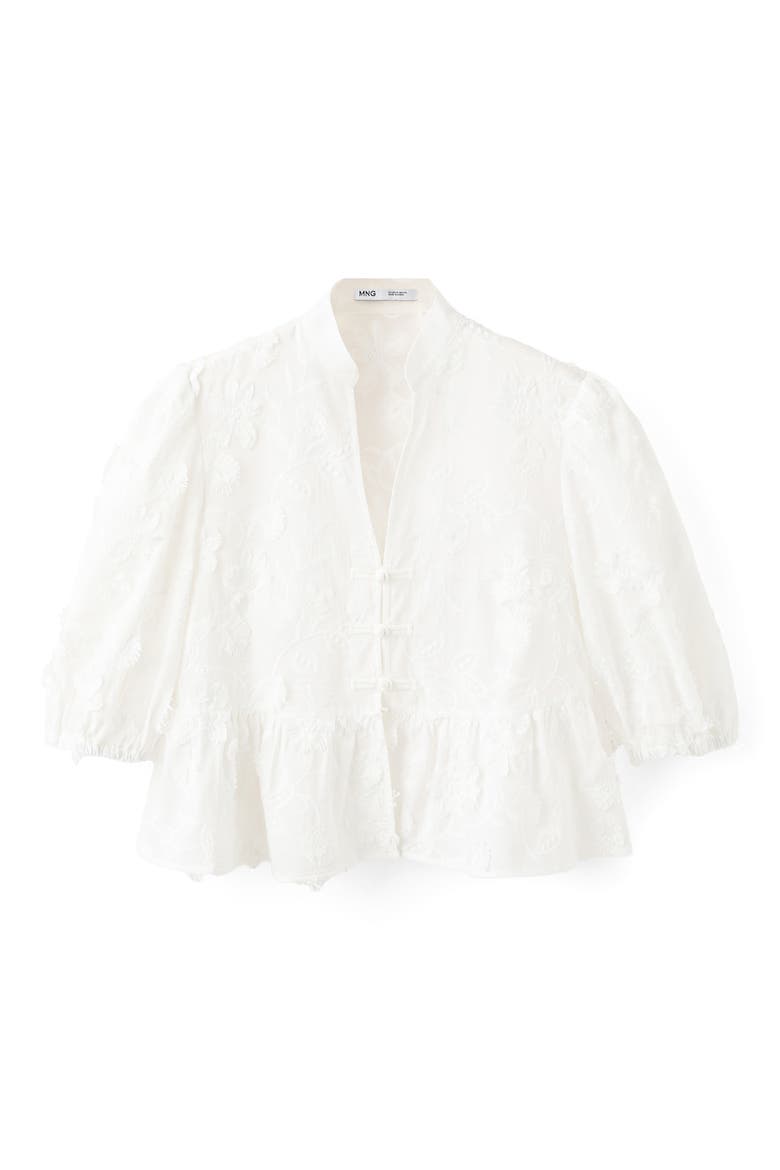 Floral Puff Sleeve Peplum Top, Alternate, color, OFF WHITE