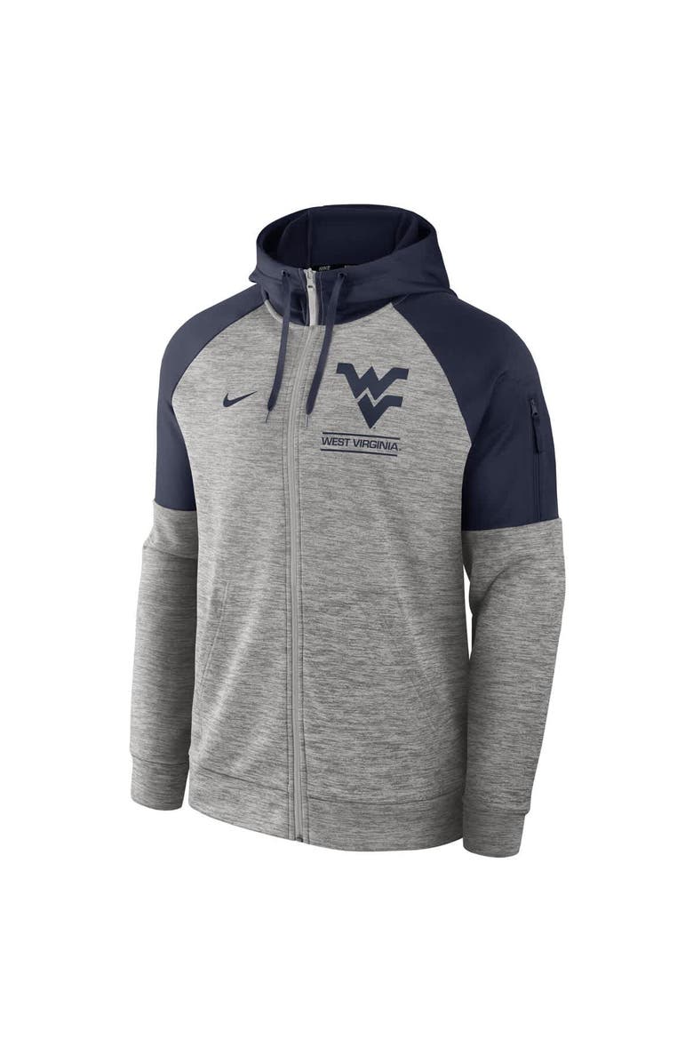 Nike Men's Nike Heather Gray West Virginia Mountaineers Fitness Raglan Performance Full-Zip Hoodie, Alternate, color, 
