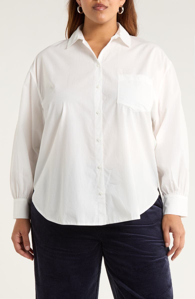 Seasalt Cornwall Sea Path Oversize Organic Cotton Poplin Button-Up Shirt, Alternate, color, Salt