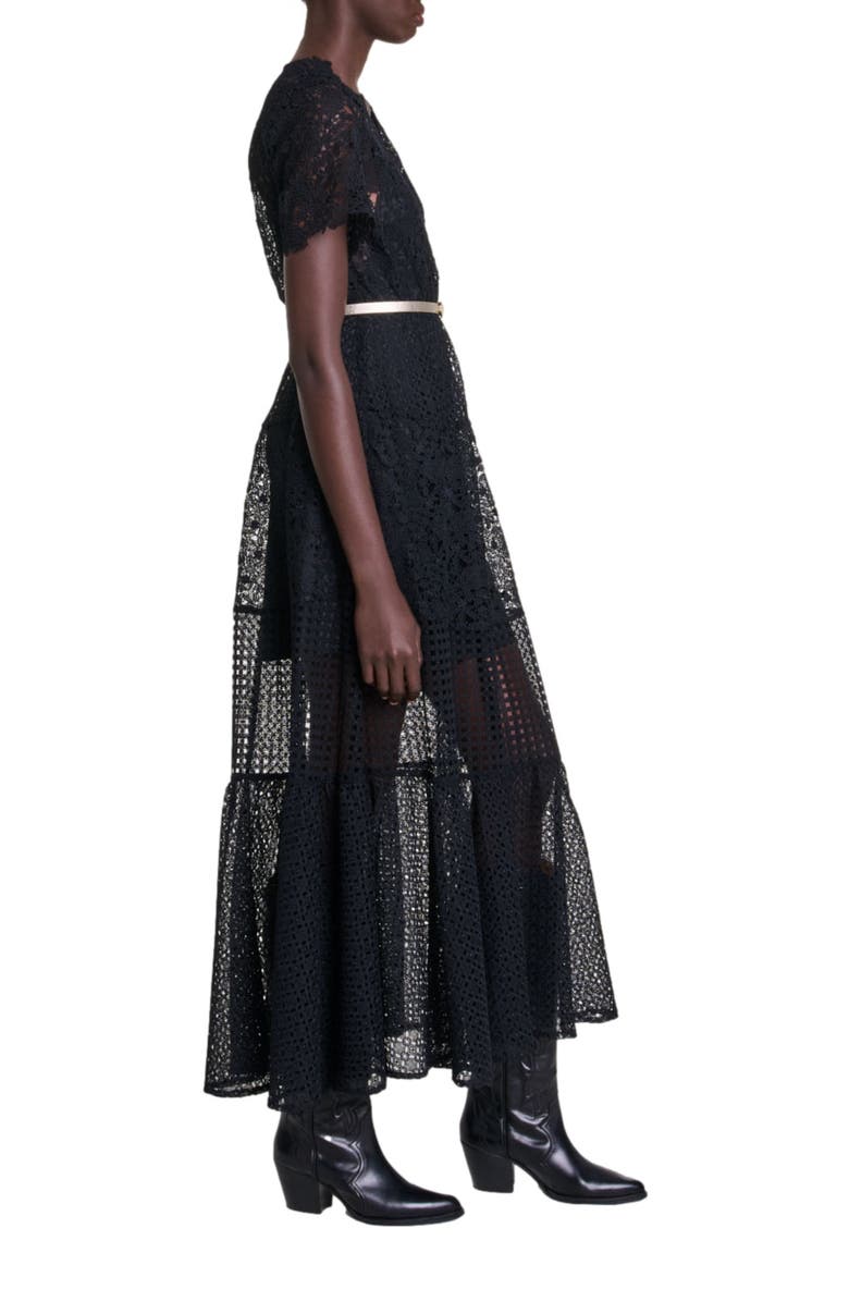 maje Lace maxi dress, Alternate, color, 