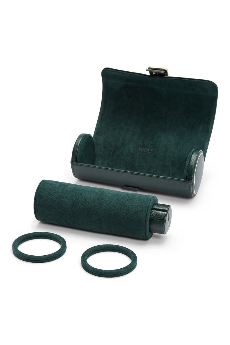British Racing Green Triple Watch Roll, Alternate, color, GREEN