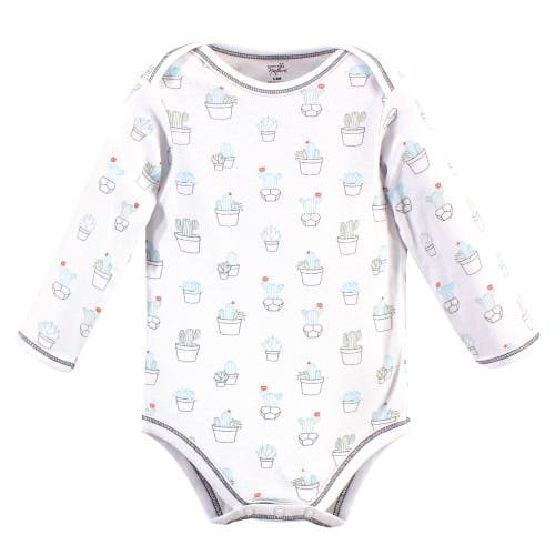 Touched By Nature Organic Cotton Long-sleeve Bodysuits In Blue