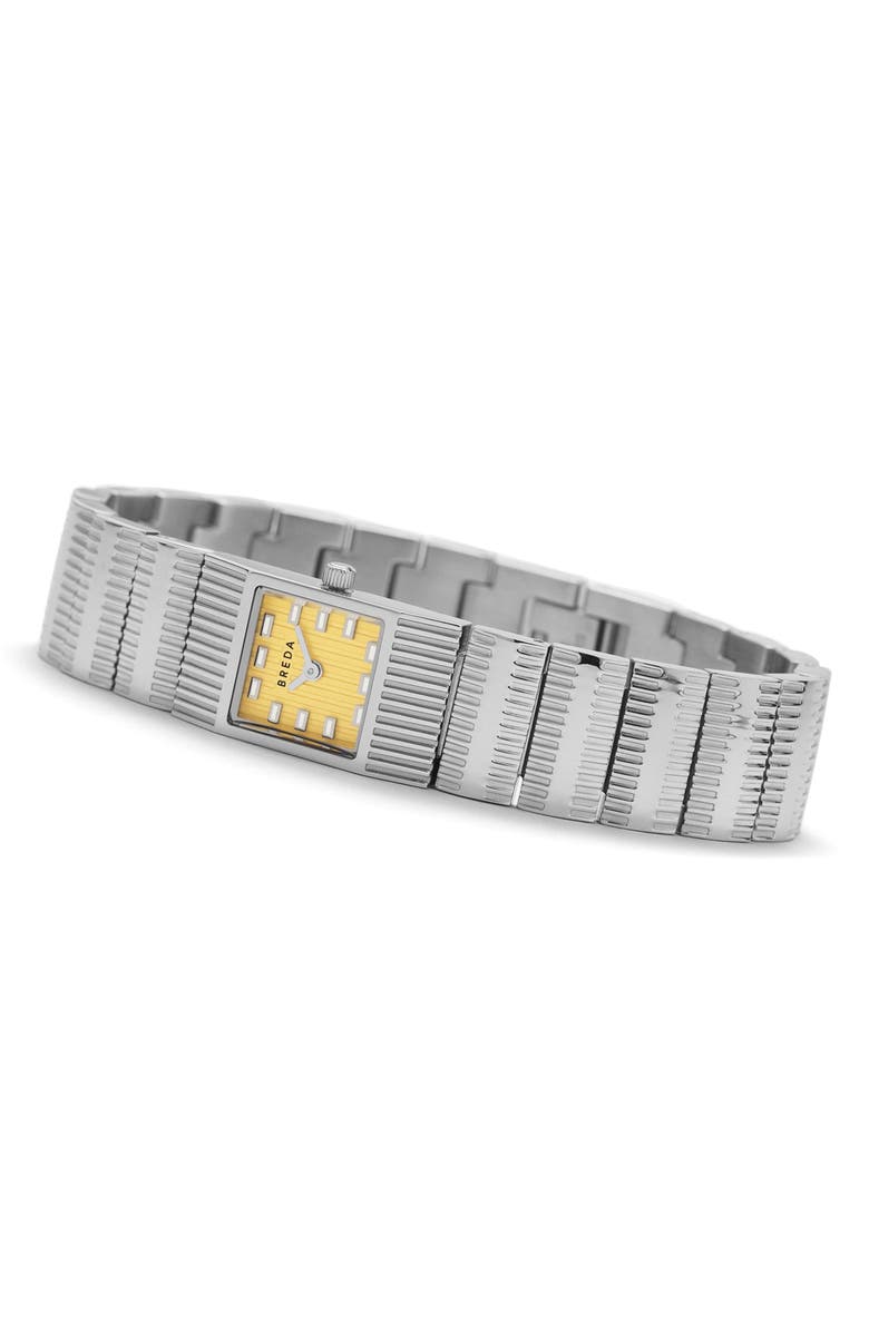 BREDA Groove Square Bracelet Watch, 16mm, Alternate, color, Silver/Yellow