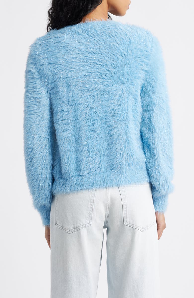 BP. Sparkle Fuzzy Cardigan, Alternate, color, Blue- Silver