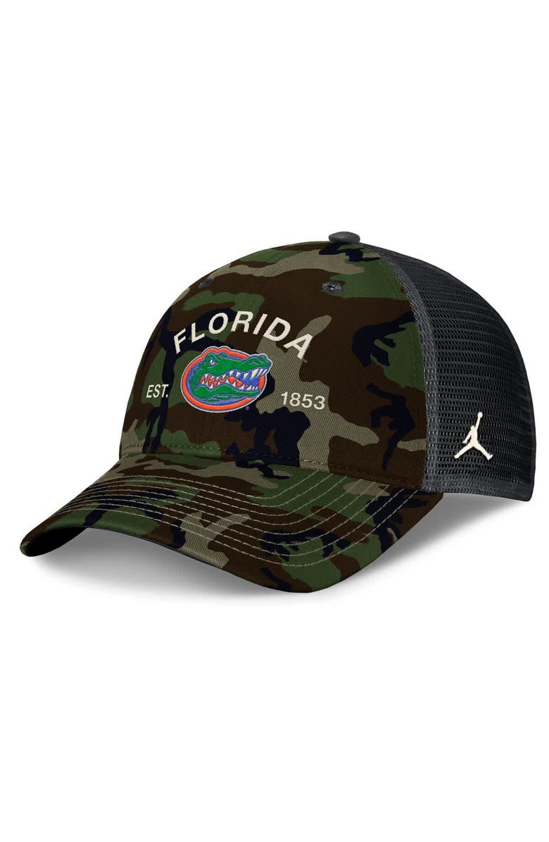 Jordan Brand Men's Jordan Brand Camo Florida Gators 2025 Military Appreciation Rise Trucker Adjustable Hat, Main, color, Camo