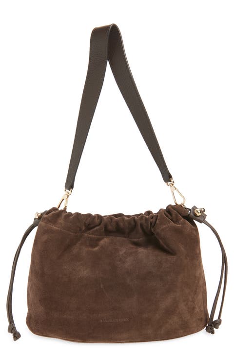 Midi Suede Drawstring Handbag