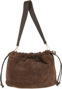 Strathberry Midi Suede Drawstring Handbag