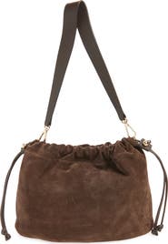 Strathberry Midi Suede Drawstring Handbag