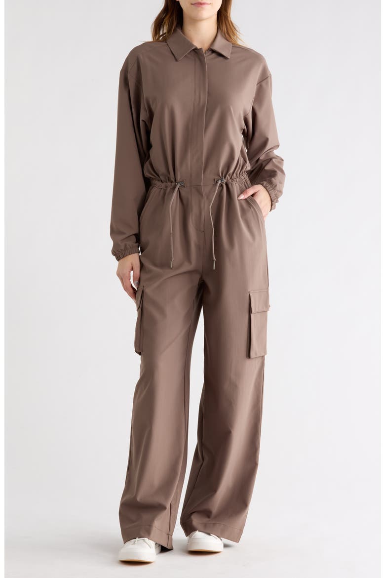 Long Sleeve Cargo Jumpsuit, Main, color, DUNE