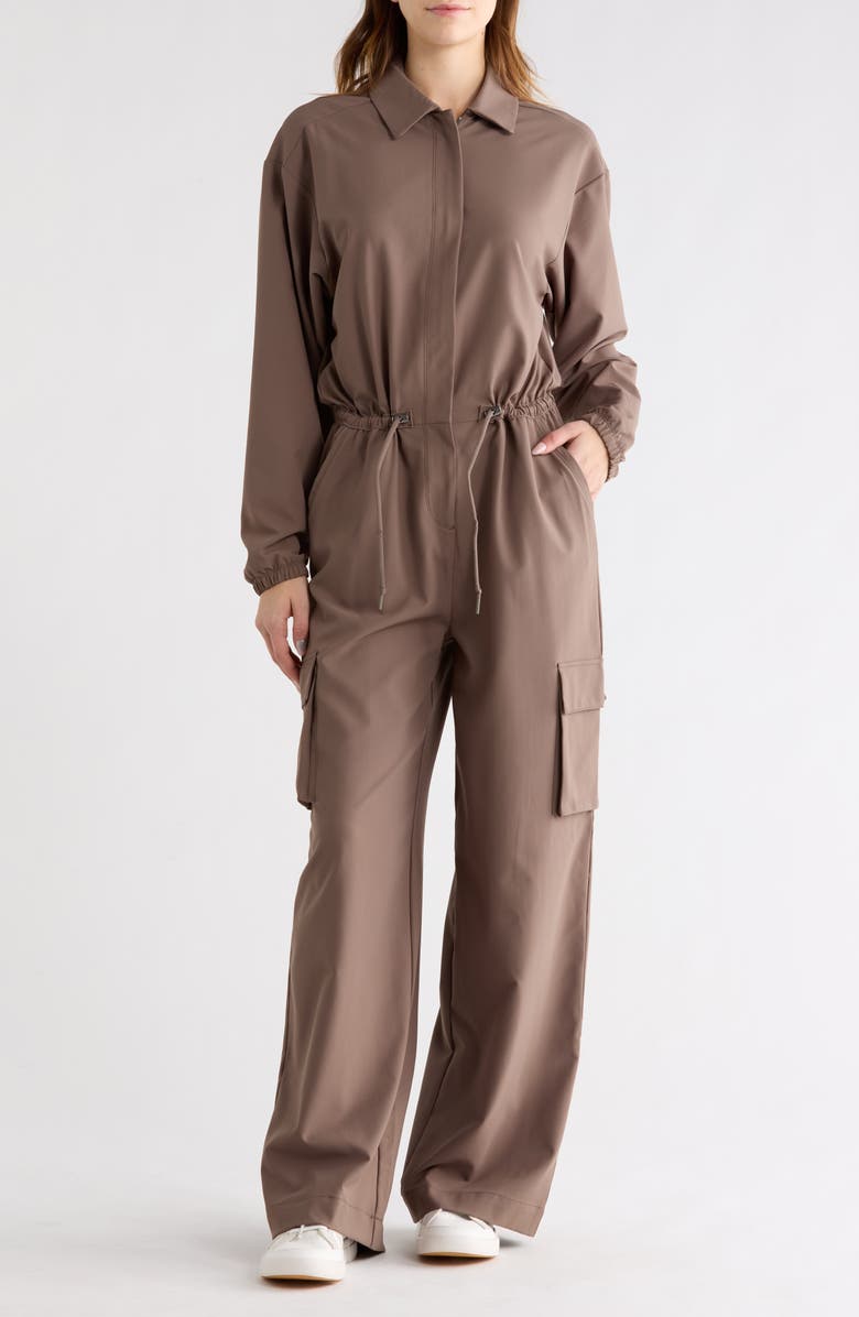 Beyond Yoga Long Sleeve Cargo Jumpsuit, Main, color, Dune