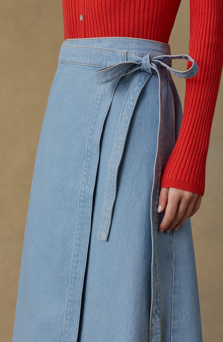 Faherty Solstice Denim Wrap Maxi Skirt, Alternate, color, Bay Drift Wash