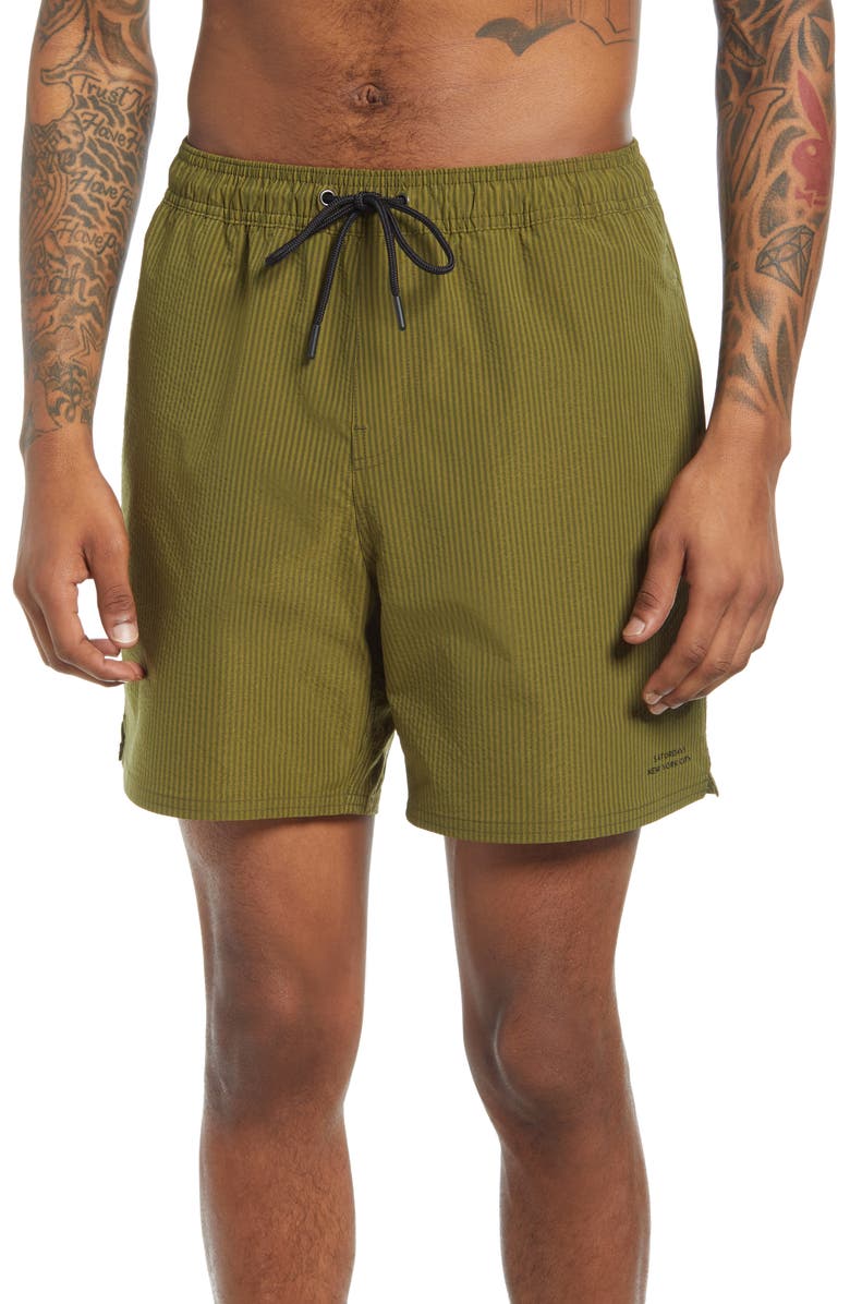 Saturdays NYC Timothy Stripe Seersucker Shorts, Main, color,