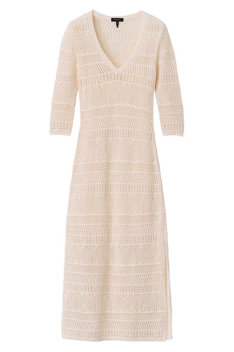Renee Pointelle Cotton Blend Midi Dress, Alternate, color, IVORY
