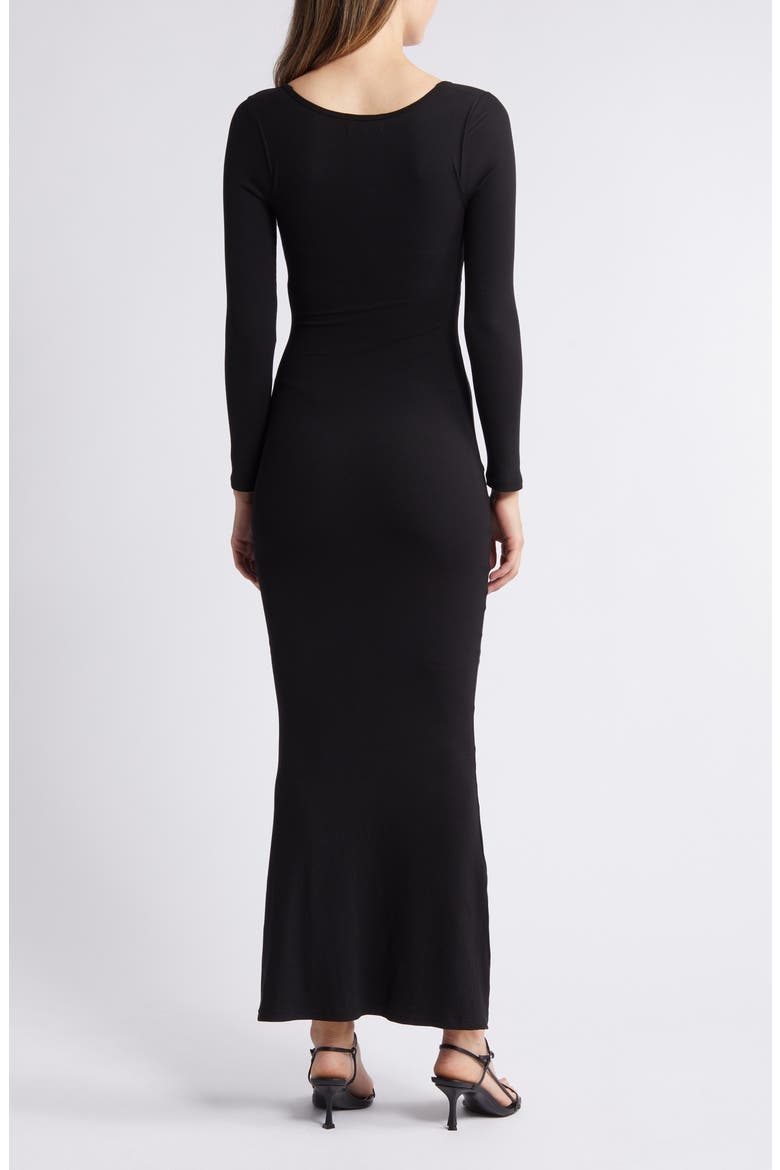 Money Long Sleeve Sculpting Knit Maxi Dress, Alternate, color, BLACK