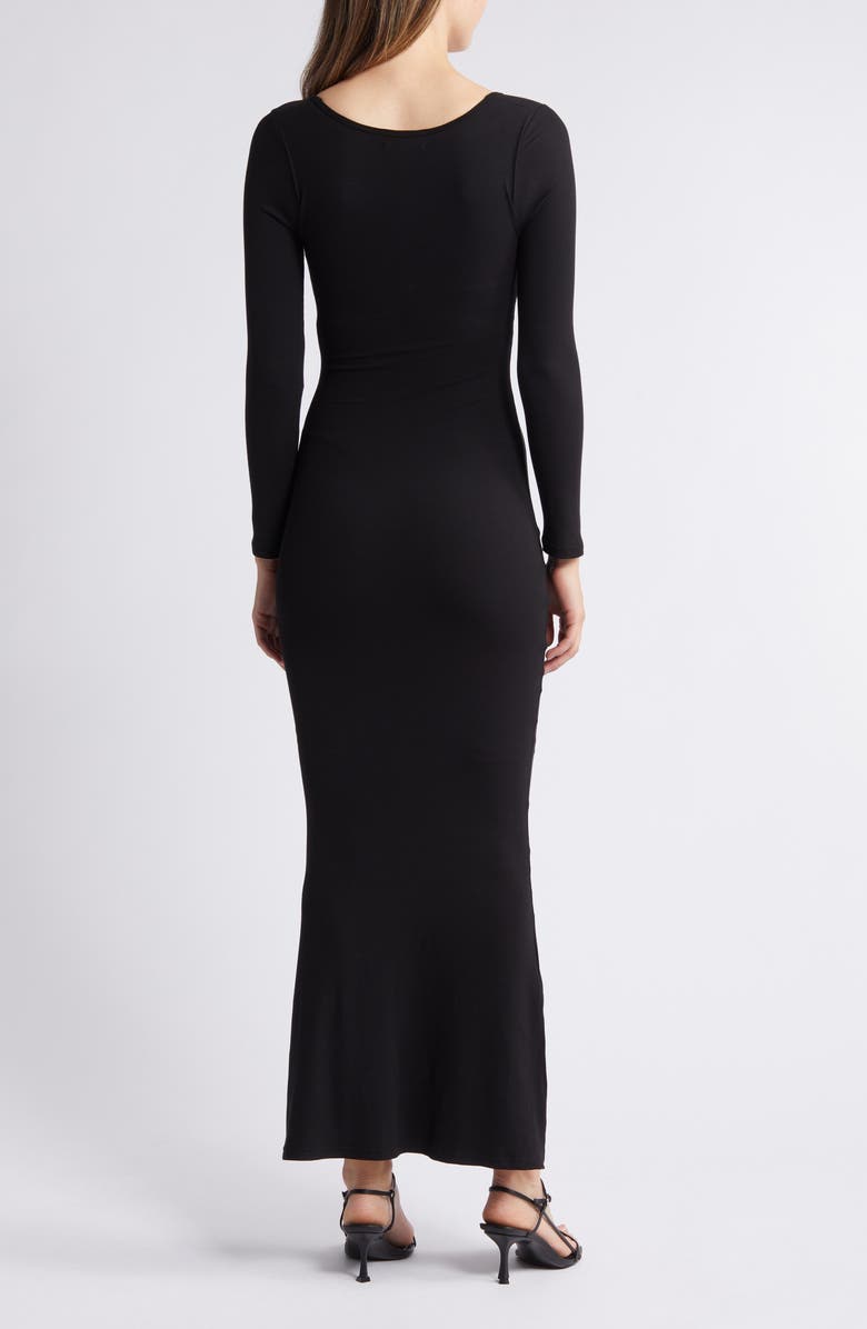 NIKKI LUND Money Long Sleeve Sculpting Knit Maxi Dress, Alternate, color, Black