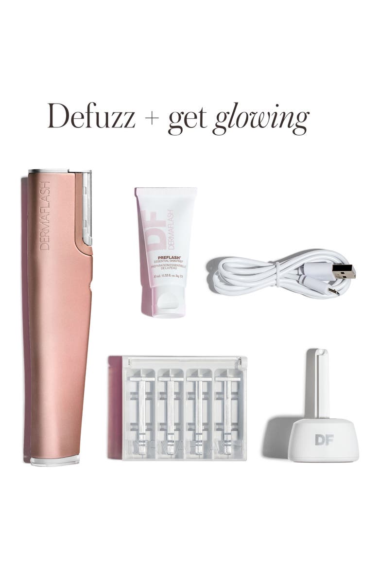 LUXE+ Advanced Sonic Dermaplaning & Peach Fuzz Removal Set $199 Value, Alternate, color, ROSE GOLD