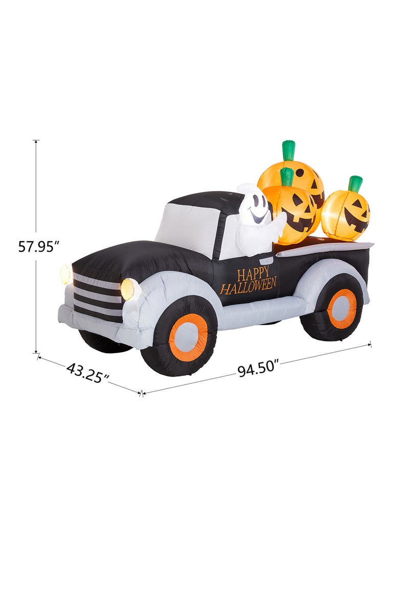8FT Lighted Inflatable Truck with Jack-O-Lantern Pumpkins Decor, Alternate, color, Black