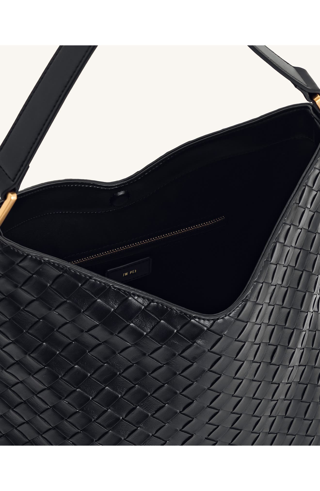 JW PEI Aria Woven Faux Leather Shoulder Bag, Alternate, color, Black