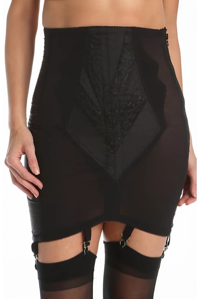 Extra Firm High Waist Open Bottom Girdle With Side Zipper and Hook, Main, color, Black