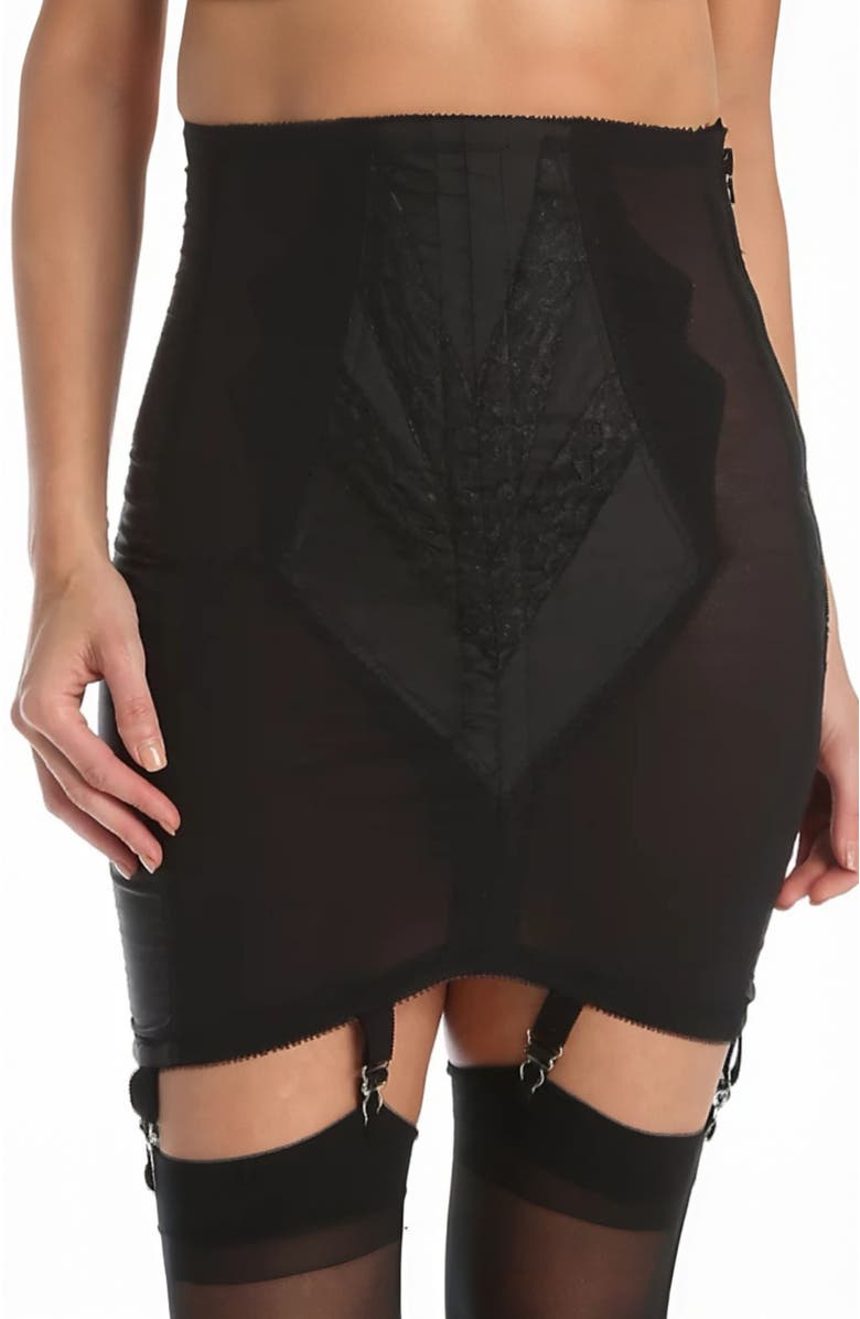 Rago Extra Firm High Waist Open Bottom Girdle With Side Zipper and Hook, Main, color, Black