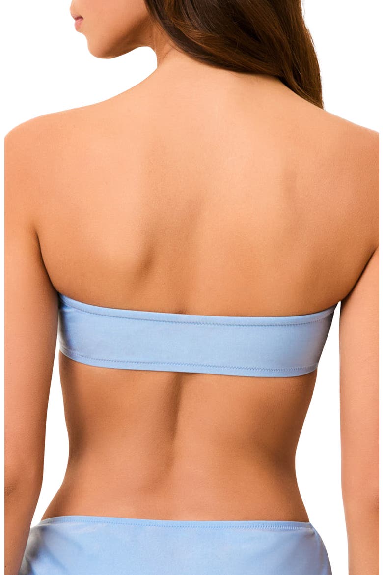 The Tati Tie Front Keyhole Bandeau Bikini Top, Alternate, color, BLUE LAGOON