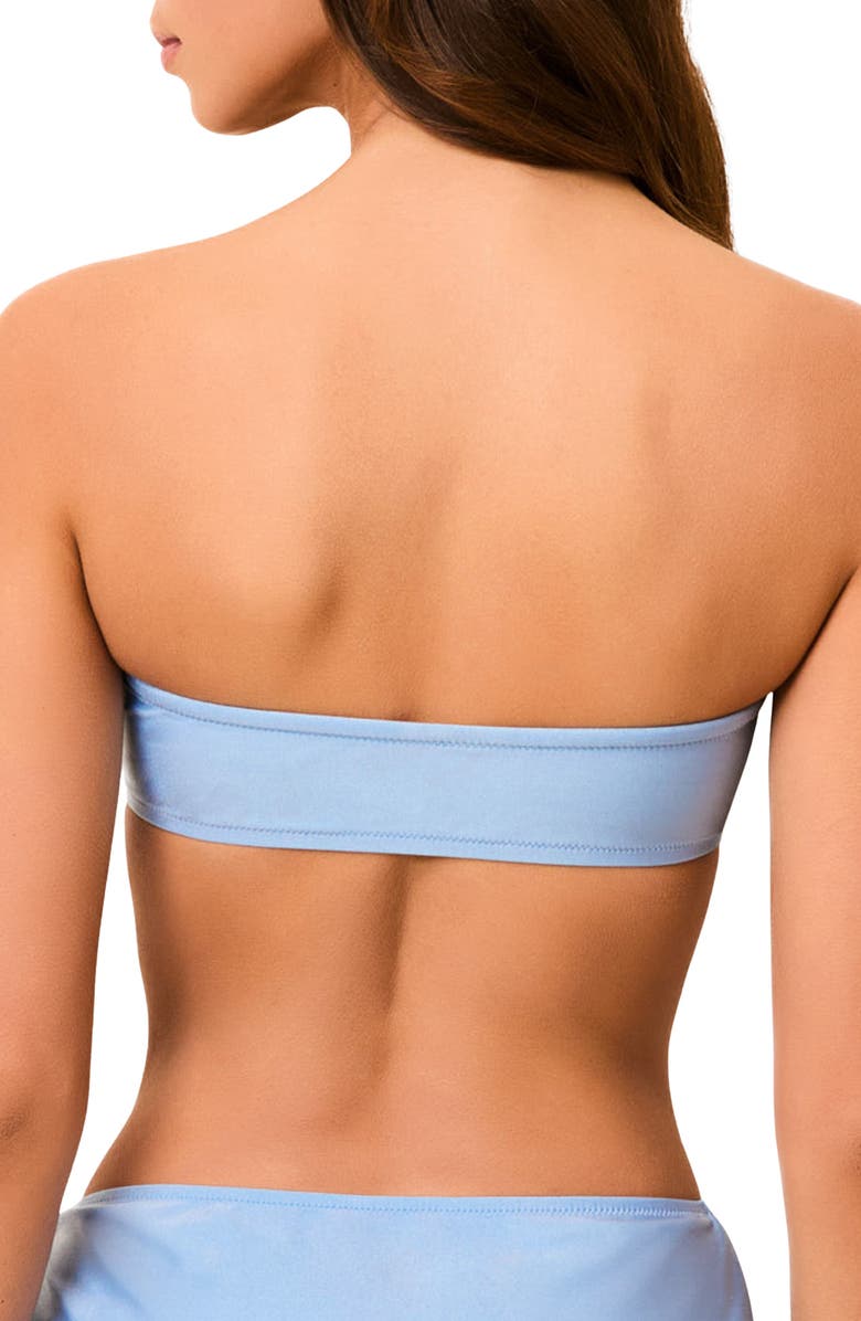 Solid & Striped The Tati Tie Front Keyhole Bandeau Bikini Top, Alternate, color, Blue Lagoon