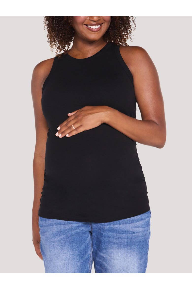 Crew Neck Side Ruched Tank, Main, color, Black