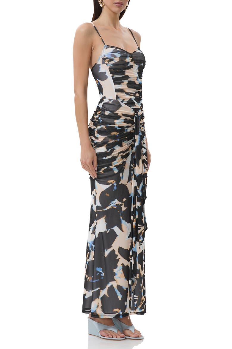 Azula Ruched Draped Maxi Dress, Alternate, color, SHADOW/ BLUE FLORAL