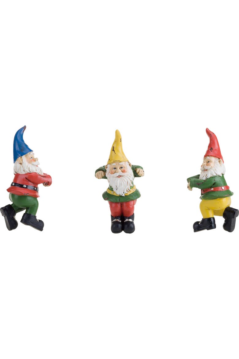 Resin Gnome Pot Hanger Set of 3 - Multicolor Spring Home Decorations, Indoor Tabletop Figurines, 5in Tall, Decorative Objects, Main, color, Green