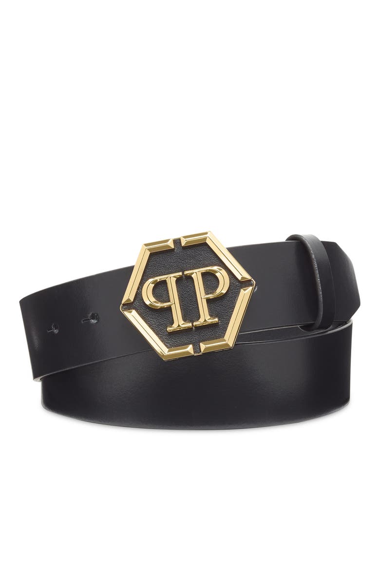 Belt Hexagon Men, Main, color, black/lightgold