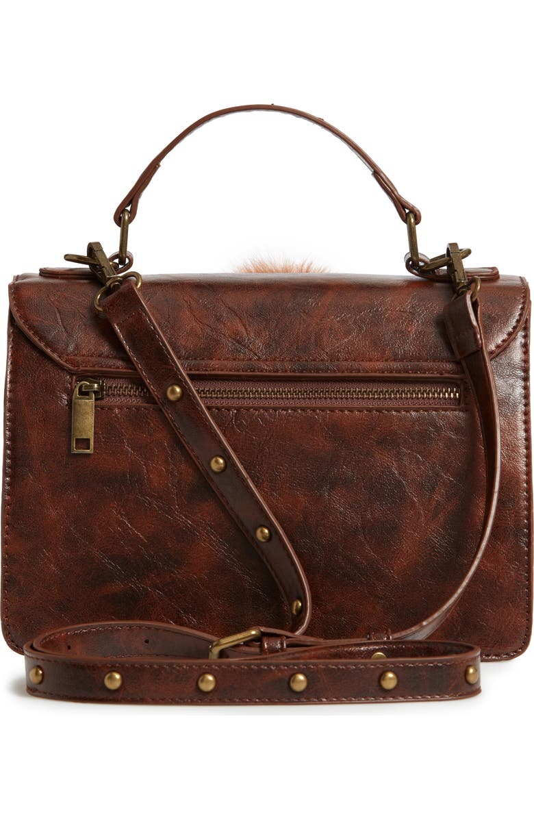 Muche et Muchette Eleanor Faux Leather Satchel with Faux Fur Pom, Alternate, color,