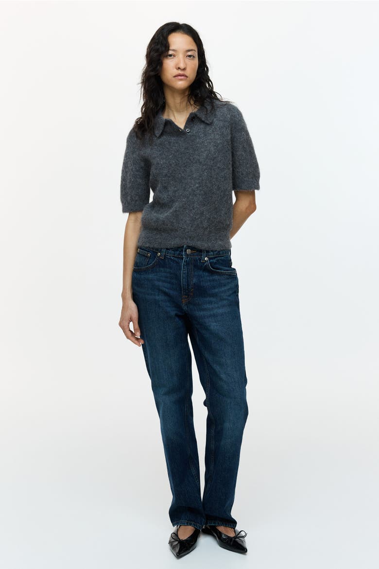 Alpaca-blend Polo Shirt, Main, color, Dark gray melange