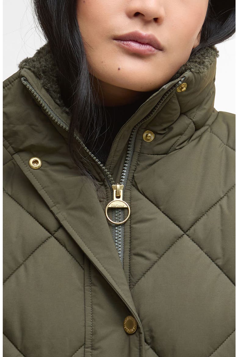 Becky Diamond Quilted Puffer Vest, Alternate, color, OLIVE/ ANCIENT TARTAN