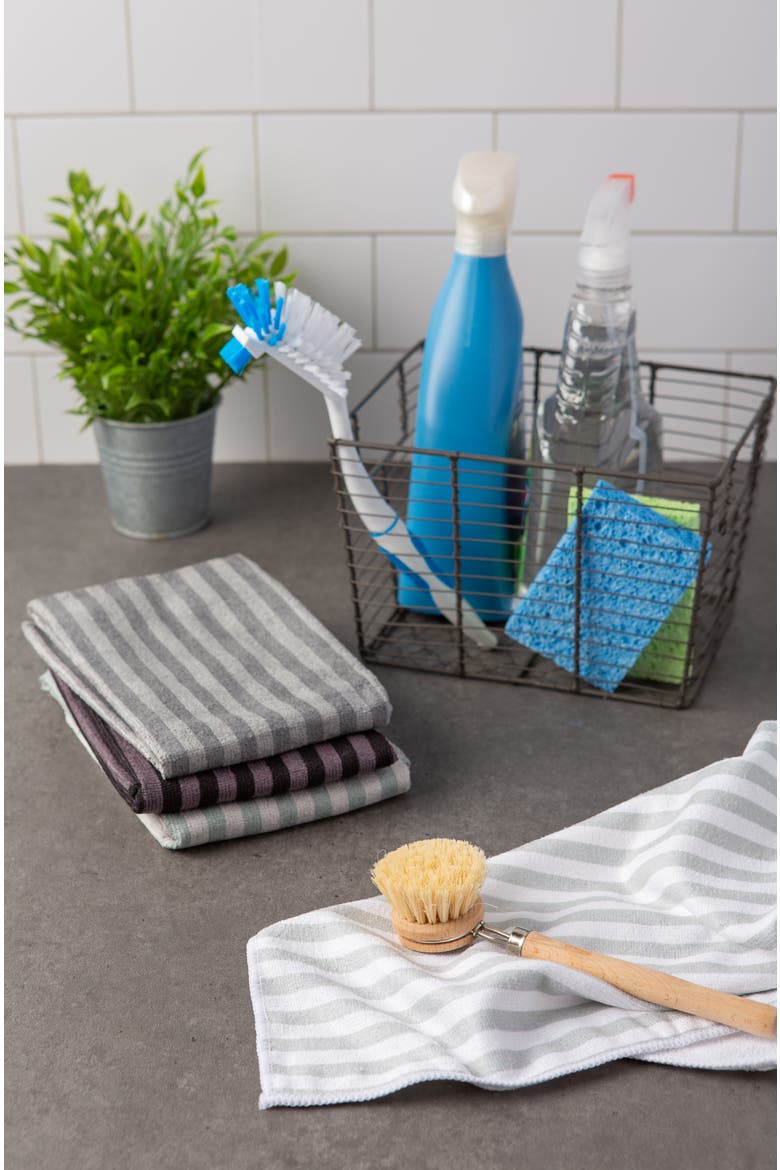 Gray Stripe Microfiber Towel Set/4, Alternate, color, Gray