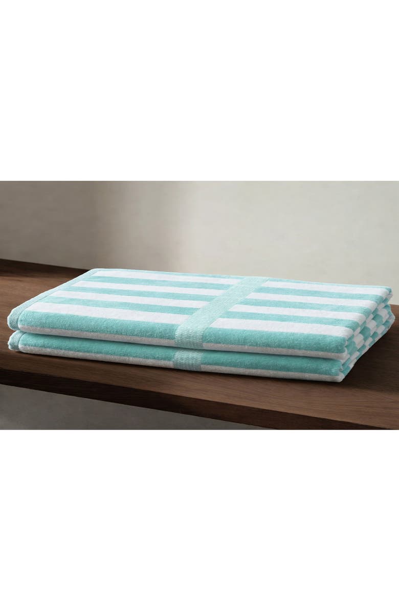 Calvin Klein Stripe Beach Towel, Alternate, color, Water Ballet/White