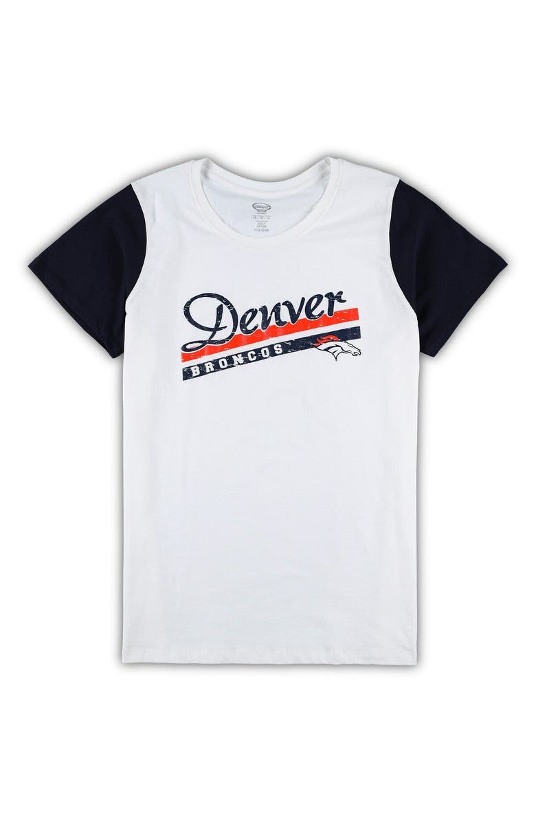 CONCEPTS SPORT Women's Concepts Sport White/Navy Denver Broncos Plus Size Downfield T-Shirt & Shorts Sleep Set, Alternate, color, 