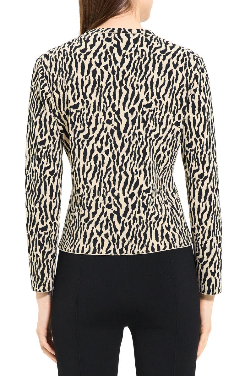 Theory Bristol Abstract Animal Jacquard Cotton Blend Cardigan, Alternate, color, 