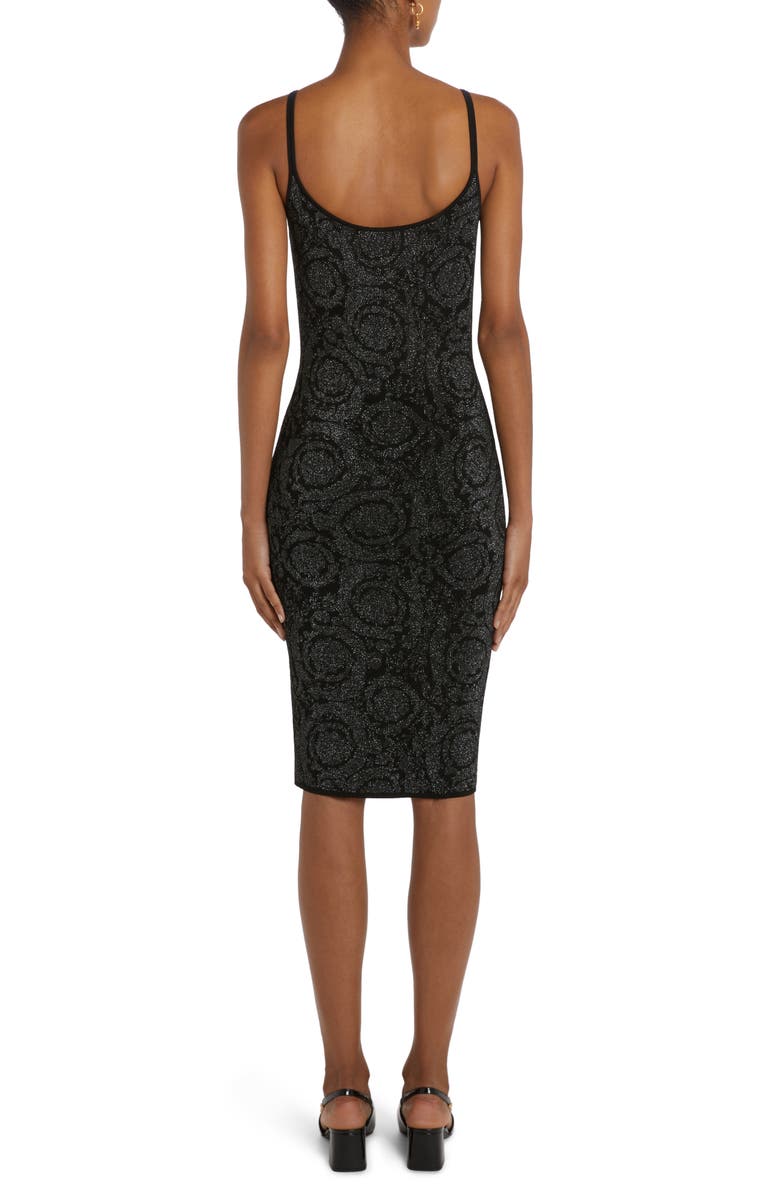 Versace Metallic Barocco Silhouette Knit Cocktail Dress, Alternate, color,