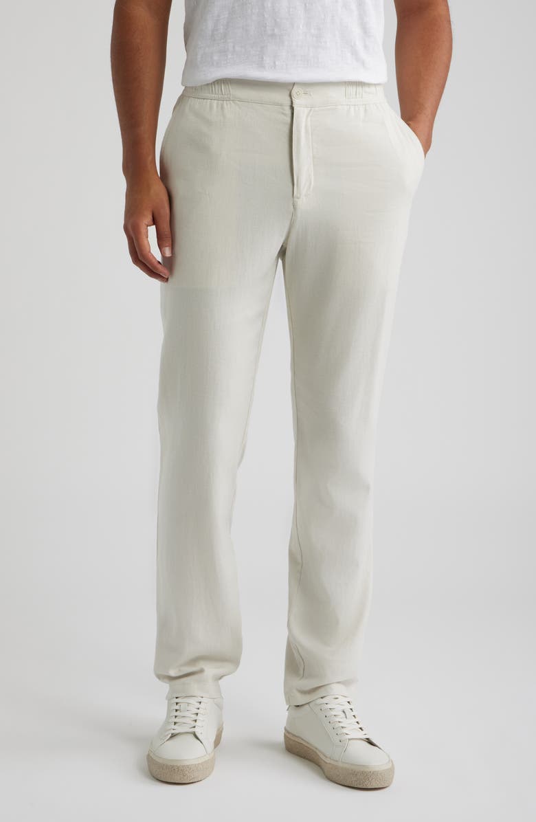 Bugatchi Aerolinen Linen Blend Pants, Main, color, Ivory