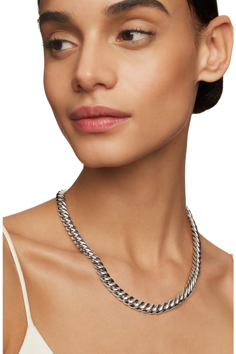 Sculpted Cable Necklace in Sterling Silver, Alternate, color, STERLING SILVER