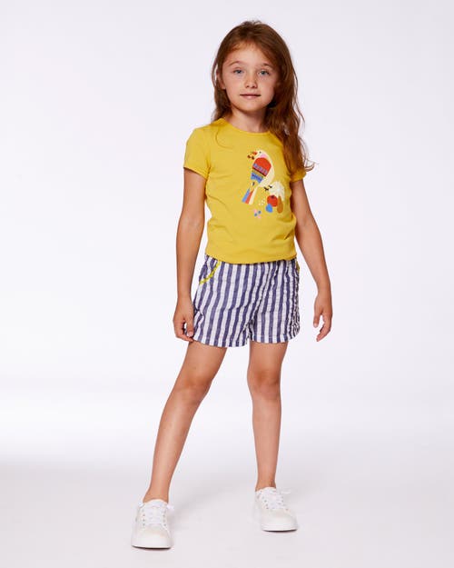 Deux Par Deux Little Girl's Seersucker Short Navy Blue And White In Navy Blue And White